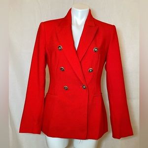 ZARA DOUBLE BREASTED PIQUÉ BLAZER RED SIZE S | 3169/711/600